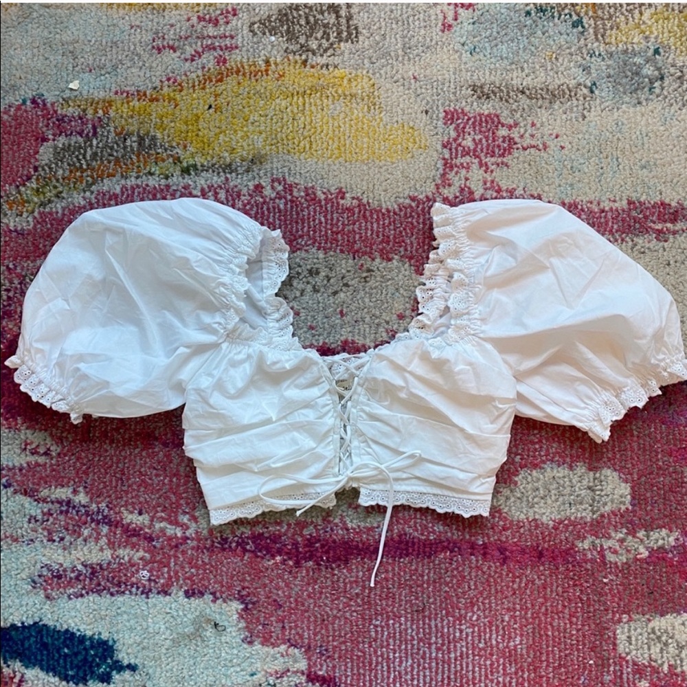 puff sleeve milkmaid crop top